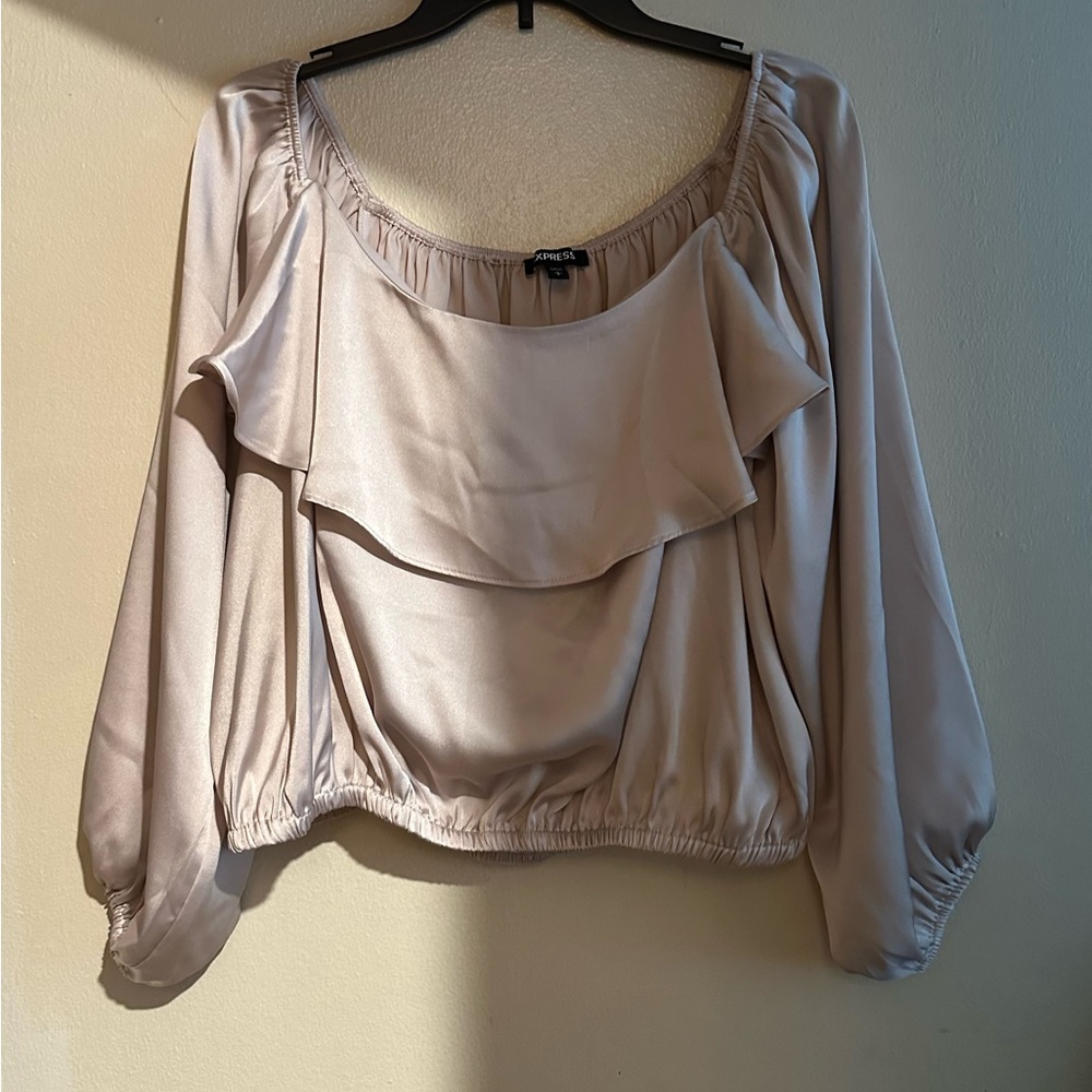 Express Beige Ruffle Blouse